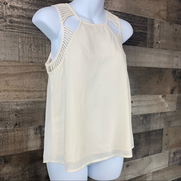 Colton Candy Creamy White Tank with Cut Out Strappy Detail Size Small - Picture 5 of 15